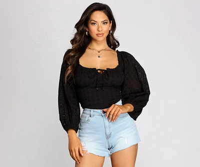 Effortless Eyelet Detail Crop Top