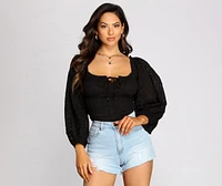 Effortless Eyelet Detail Crop Top