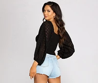 Effortless Eyelet Detail Crop Top