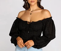 Effortless Eyelet Detail Crop Top