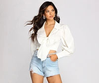 Classic Convertible Cropped Blouse