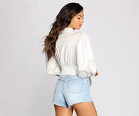 Classic Convertible Cropped Blouse