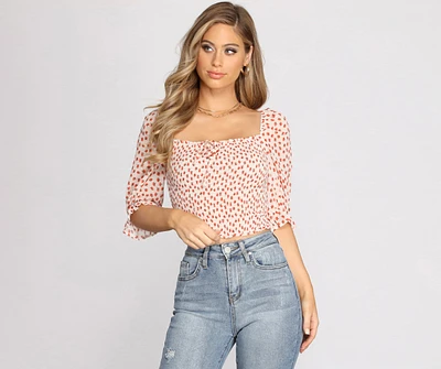 Flirtatious Florals Smocked Crop Top