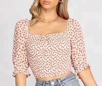 Flirtatious Florals Smocked Crop Top