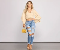 Bohemian Vibes Cropped Ruffled Sleeve Top
