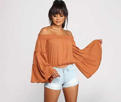 Flowy Feels Off The Shoulder Crop Top