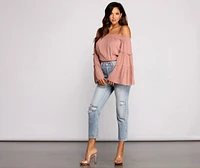 Flowy Feels Off The Shoulder Crop Top