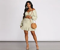 Endless Summer O-Ring Ruffle Hem Crop Top