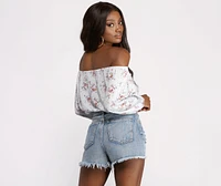 Floral Off The Shoulder Crop Top