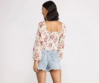 Off The Shoulder Floral Smocked Top