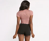Short Sleeve Lace Crop Top
