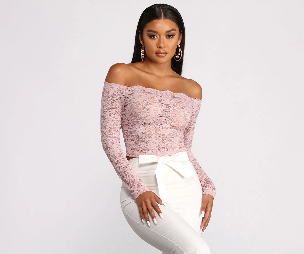 Off the Shoulder Floral Lace Top