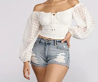 Effortless Eyelet Detail Crop Top