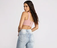 One Shoulder Ribbed Crop Top