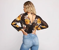 Floral Passion Surplice Chiffon Bodysuit