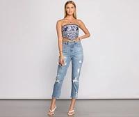 Smocked Floral Fusion Tube Scarf Top
