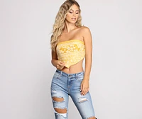 Smocked Floral Fusion Tube Scarf Top