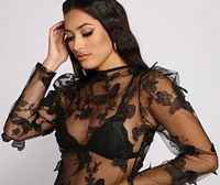 Flutter Some Hearts Mesh Crop Top