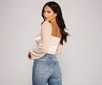Stylish Sweetheart Satin Crop Top