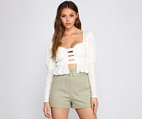 Effortless And Chic Eyelet Detail Top