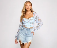Lookin' Fresh Floral Chiffon Crop Top