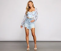 Lookin' Fresh Floral Chiffon Crop Top