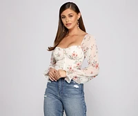 Lookin' Fresh Floral Chiffon Crop Top