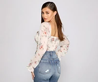 Lookin' Fresh Floral Chiffon Crop Top