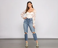Lookin' Fresh Floral Chiffon Crop Top