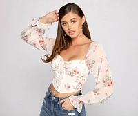 Lookin' Fresh Floral Chiffon Crop Top