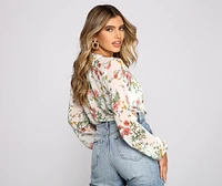 Bloom Beauty Floral Chiffon Bodysuit