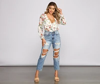 Bloom Beauty Floral Chiffon Bodysuit