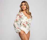 Bloom Beauty Floral Chiffon Bodysuit