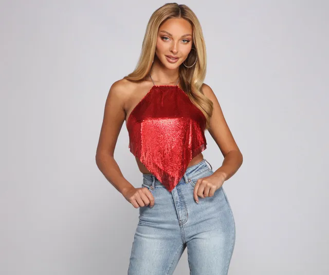 Windsor All The Glitz Chainmail Halter Top