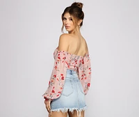 Sweet And Chic Floral Chiffon Bodysuit