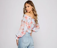 Flirty Off The Shoulder Ruffled Floral Top