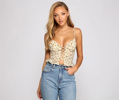 Laced Florals Peplum Crop Top