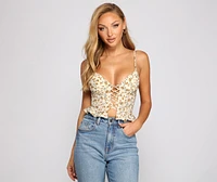 Laced Florals Peplum Crop Top
