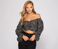 Caught A Floral Gauze Knit Crop Top