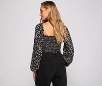 Caught A Floral Gauze Knit Crop Top
