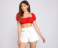 Casual Cutie Lace-Up Crop Top