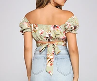 Floral Dreams Puff Sleeve Crop Top