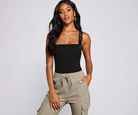 Edgy-Chic Sleeveless Bodysuit