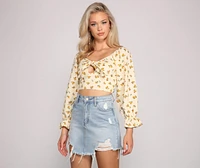 Sealed Florals Bow Crop Top