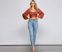 Cinched And Chic Chiffon Crop Top