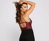 Sultry-Chic Eyelash Lace Bustier Bodysuit