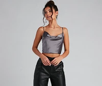 Sleek And Fab Satin Crop Top