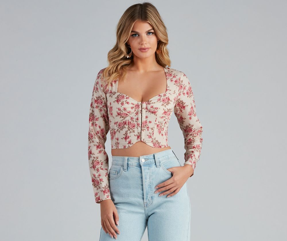 Windsor Floral Beauty Embroidered Mesh Corset Top