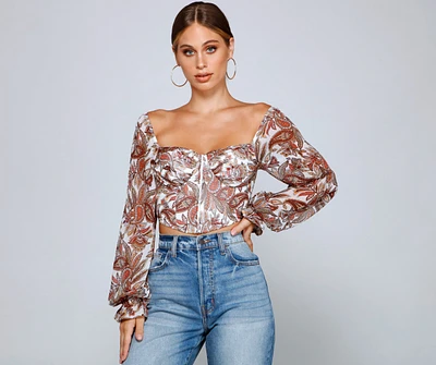 Lookin' Fresh Floral Chiffon Crop Top