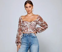 Lookin' Fresh Floral Chiffon Crop Top